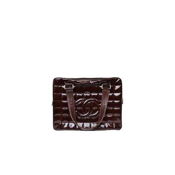 CHANEL Brown Patent Chocolate Bar Tote Bag A-A34570 - Picture 1 of 1